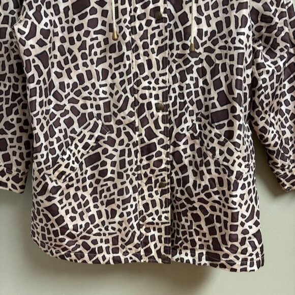 VTG‎ Dennis Basso Womens Silk Jacket Animal Print Size XL Removable Hood Classic - Picture 3 of 14